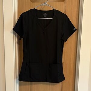Med Couture Women's Classic Black Short Sleeve Scrub Top